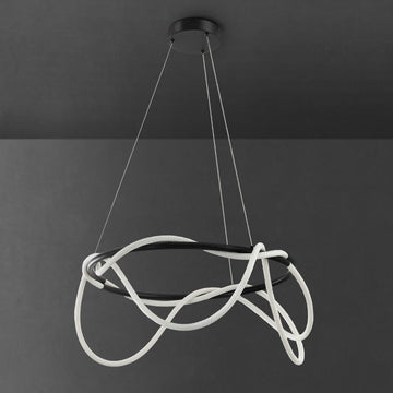 Lisette 25" Contemporary Minimalist 360 Adjustable Silicone Neon Rope Dimmable Integrated LED Chandelier - JONATHAN Y